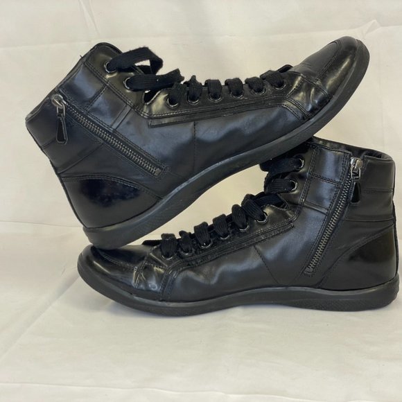 Prada Black Leather High Tops - Picture 3 of 5